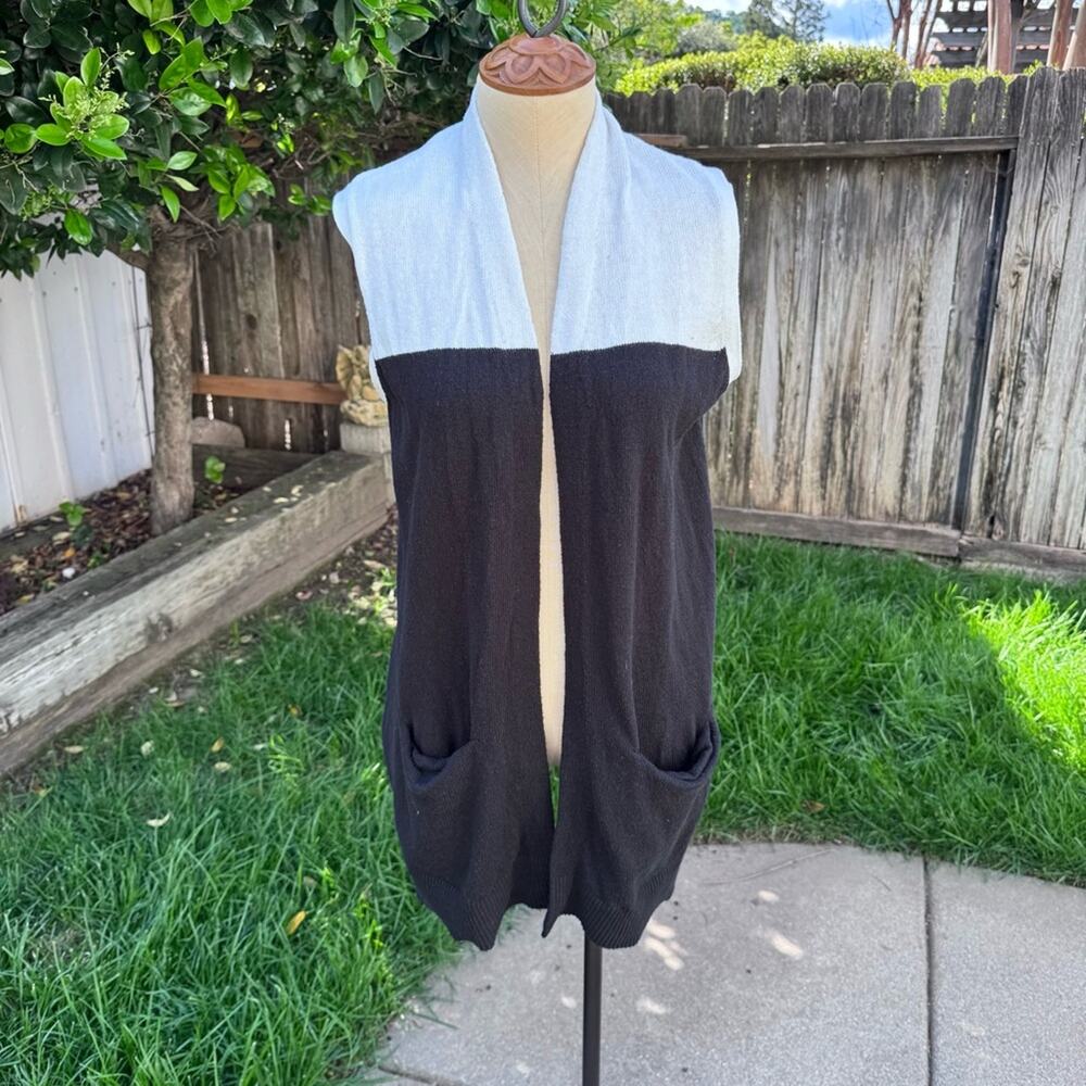 Karen Scott Black & White Duster Cardigan Women's Size Small